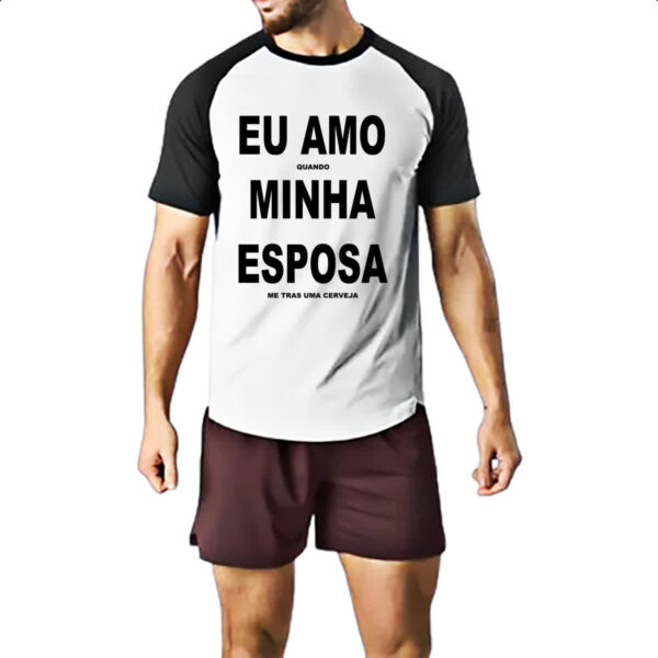 Camiseta Raglan Amo esposa e cerveja - Imagem 2