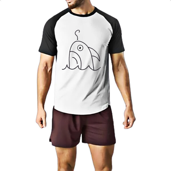 Camiseta Raglan Tubarao indeciso desenho infantil - Imagem 2