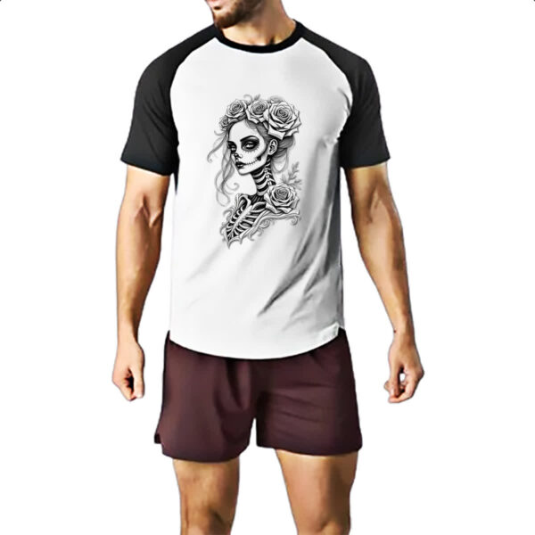 Camiseta Raglan Catrina rosas grafite - Imagem 2