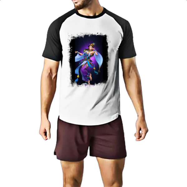 Camiseta Raglan Empires and Puzzles heroi Diaochan - Imagem 2