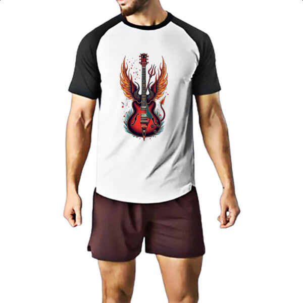 Camiseta Raglan Guitarra demoniaca - Imagem 2