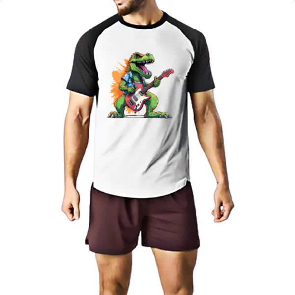 Camiseta Raglan T-Rex Guitarrista - Imagem 2