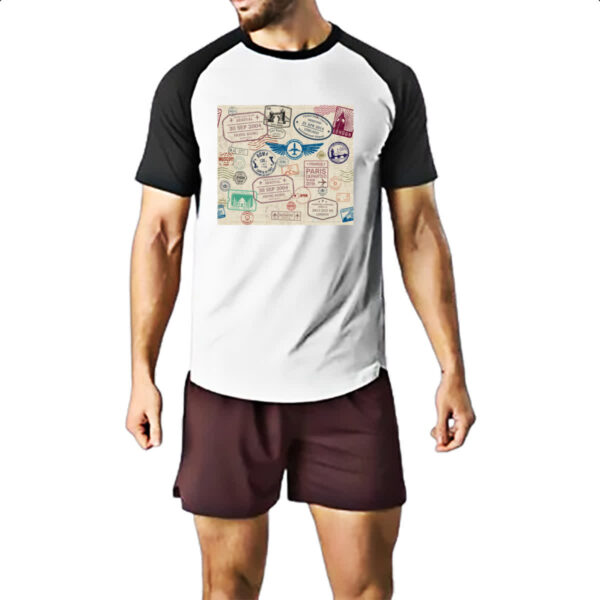 Camiseta Raglan Viagem passaport stamp - Imagem 2