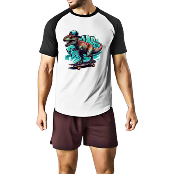 Camiseta Raglan T-Rex Skatista - Imagem 2