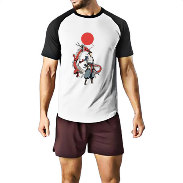 Camiseta Raglan Samurai Dragao sol nascente - Imagem 2