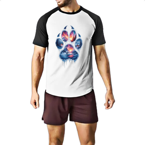 Camiseta Raglan Urso Polar Pata Paisagem - Imagem 2