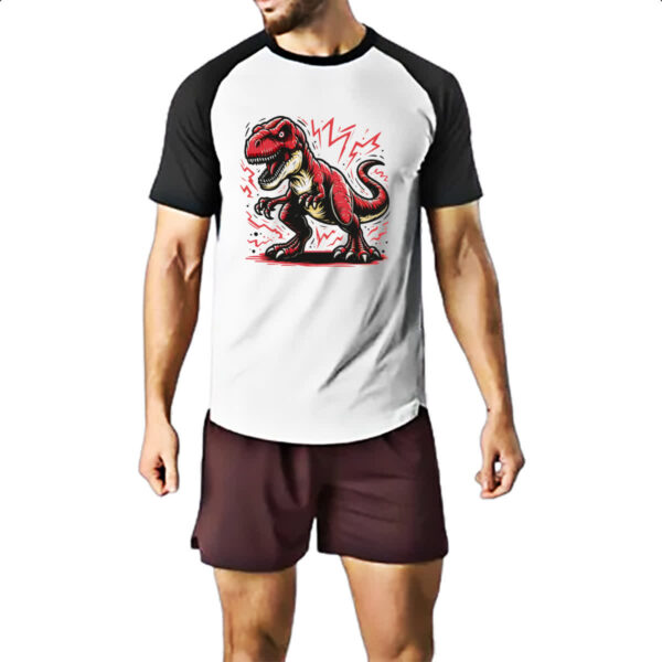 Camiseta Raglan T-Rex eletrico - Imagem 2