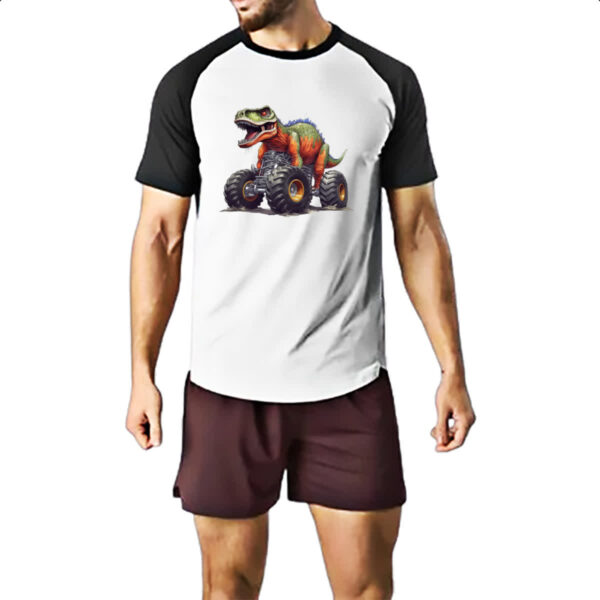 Camiseta Raglan T-Rex monster truck - Imagem 2