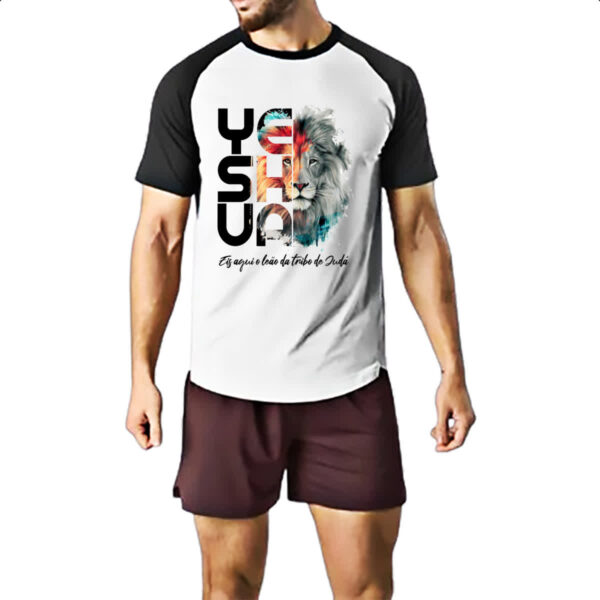 Camiseta Raglan Yeshua - Leao da tribo de Juda - Imagem 2