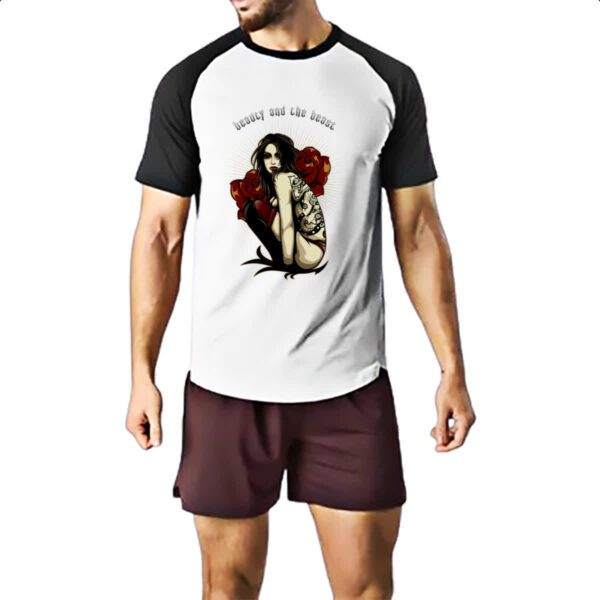 Camiseta Raglan Beauty and the beast - Imagem 2