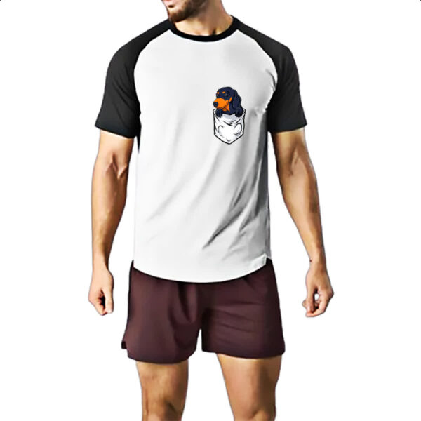 Camiseta Raglan Cachorro Dachshund no bolso - Imagem 2