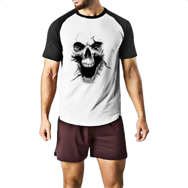 Camiseta Raglan Caveira 3D - Imagem 2
