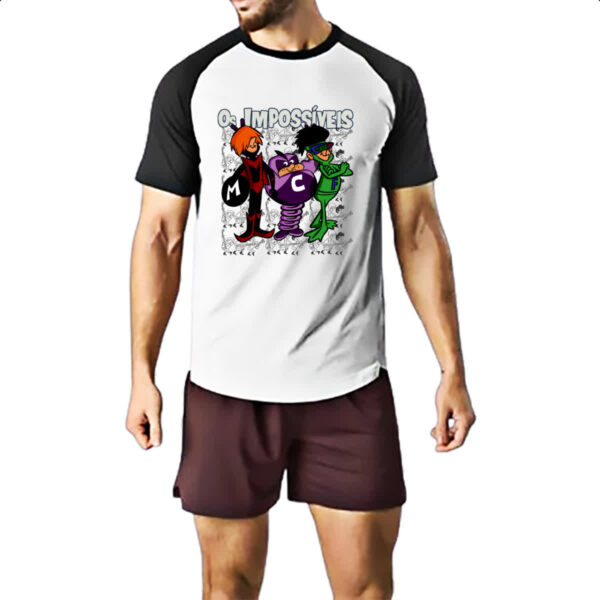 Camiseta Raglan Nostalgia Os impossiveis fundo grafite - Imagem 2