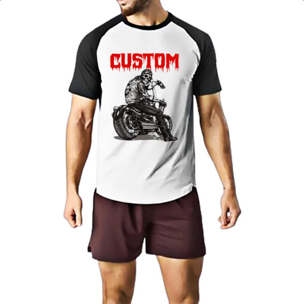 Camiseta Raglan Moto Skull Custom - Imagem 2