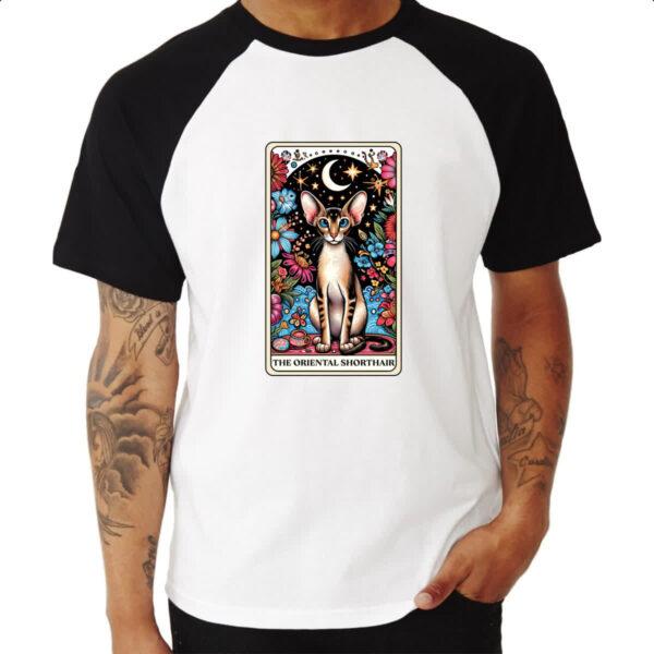 Camiseta Raglan Taro gato Oriental Shorthair - Imagem 3
