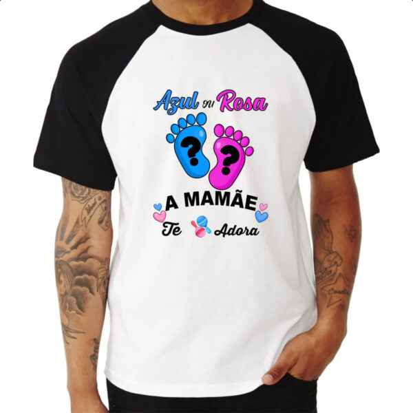 Camiseta Raglan Cha Revelacao Mamae te adora - Imagem 3