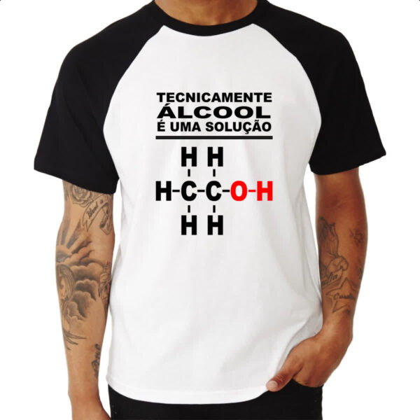 Camiseta Raglan Tecnicamente alcool e uma solucao - Imagem 3