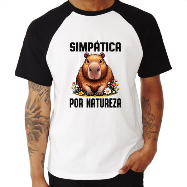 Camiseta Raglan Capivara Simpatica por Natureza - Imagem 3