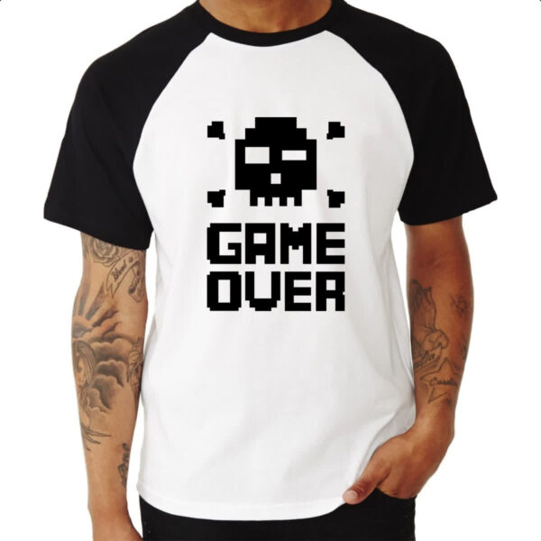 Camiseta Raglan 8 Bits Game Over - Imagem 3