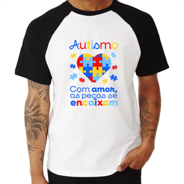 Camiseta Raglan Autismo amor encaixa - Imagem 3