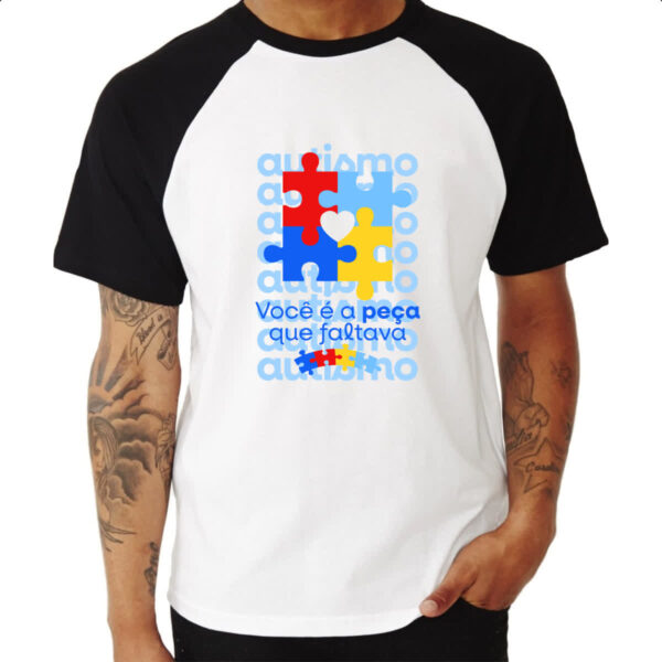 Camiseta Raglan Autismo peca que faltava - Imagem 3