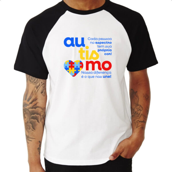 Camiseta Raglan Autismo sua propria cor - Imagem 3