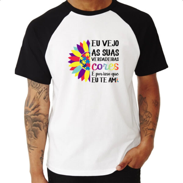 Camiseta Raglan Autismo verdadeira cores - Imagem 3