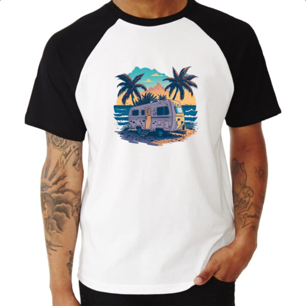 Camiseta Raglan Trailer Acampamento Sunset - Imagem 3