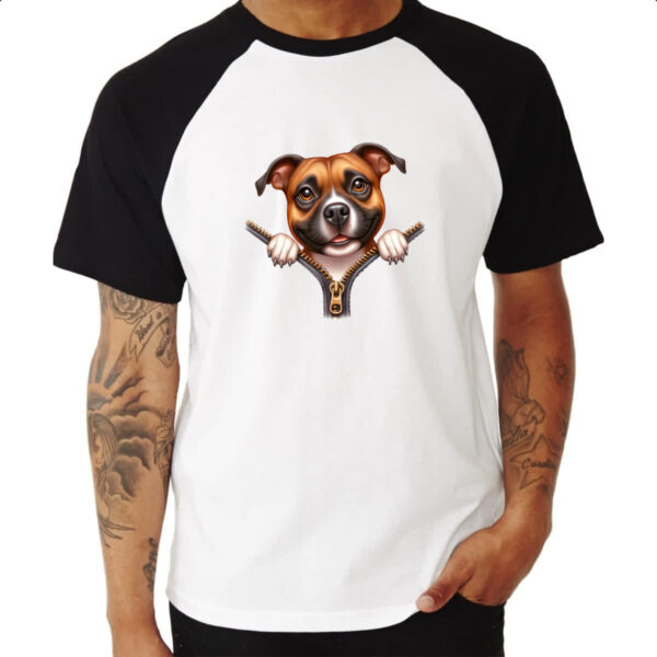 Camiseta Raglan Staffordshire Bull Terrier no Ziper - Imagem 3