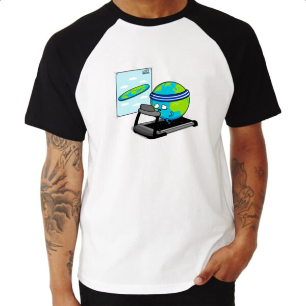 Camiseta Raglan Terra querendo ser plana - Imagem 3