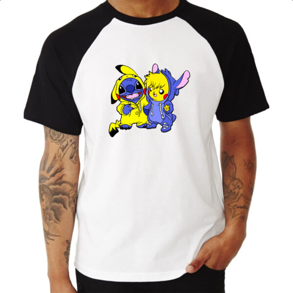 Camiseta Raglan Stitch and Pikachu - Imagem 3