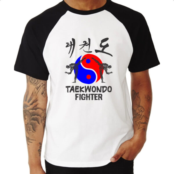 Camiseta Raglan Taekwondo Fighter Yin-Yang - Imagem 3