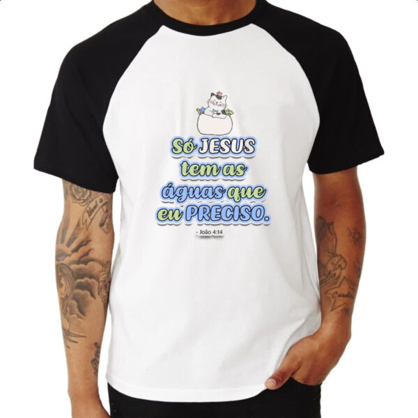 Camiseta Raglan Versiculo Fofinho So Jesus Tem - Imagem 3