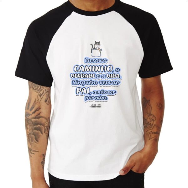 Camiseta Raglan Versiculo Fofinho eu sou o caminho - Imagem 3