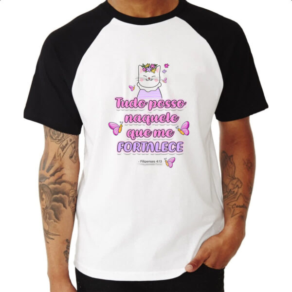 Camiseta Raglan Versiculo Fofinho tudo posso - Imagem 3