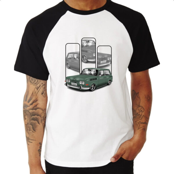 Camiseta Raglan Variant verde quadros cinzas - Imagem 3