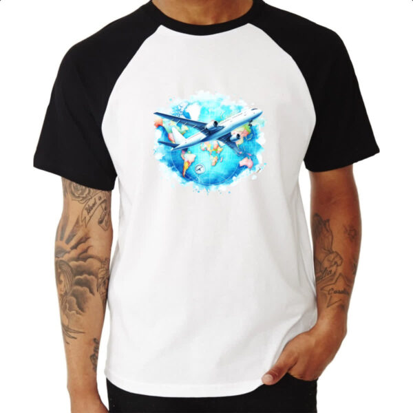Camiseta Raglan Viagem aviao turismo - Imagem 3