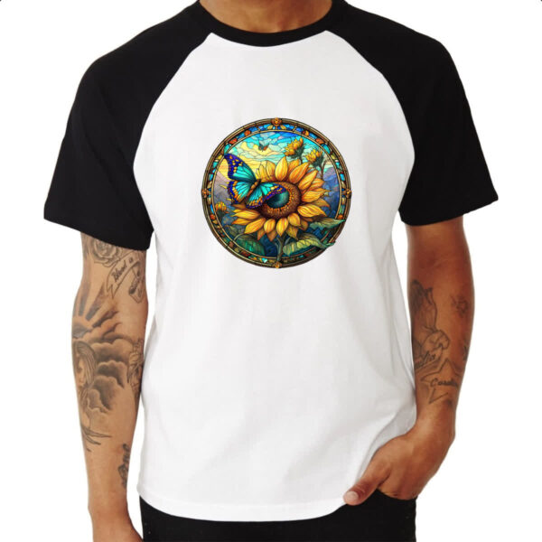 Camiseta Raglan Vitral Borboleta e Girassol - Imagem 3