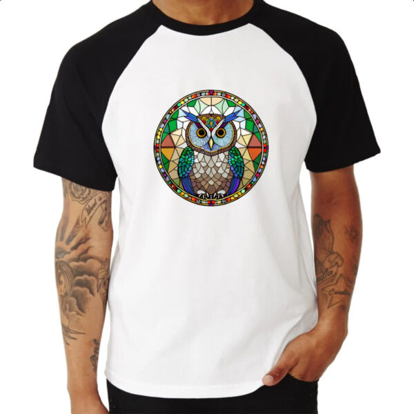 Camiseta Raglan Vitral Coruja - Imagem 3