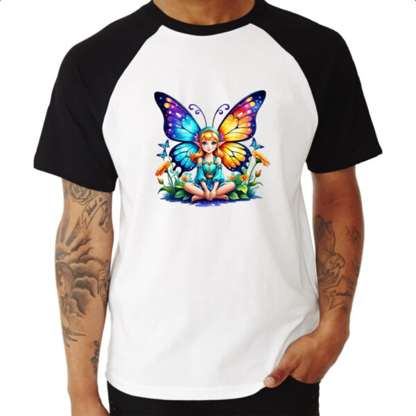 Camiseta Raglan Borboleta elfo fofinha - Imagem 3