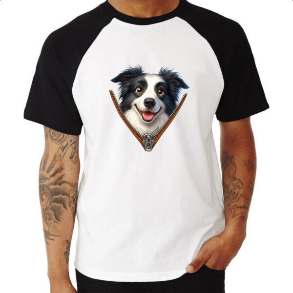 Camiseta Raglan Border Collie no Ziper - Imagem 3