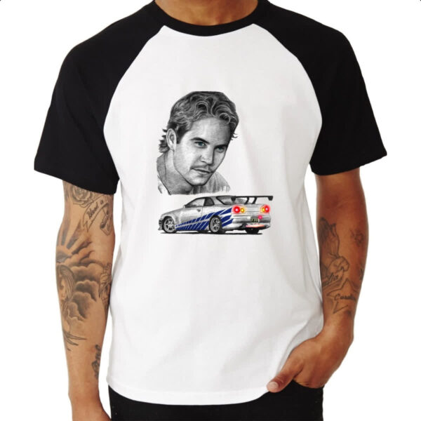 Camiseta Raglan Brian Skyline GTR Grafite - Imagem 3
