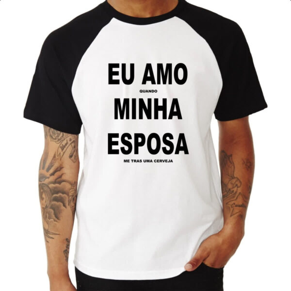 Camiseta Raglan Amo esposa e cerveja - Imagem 3