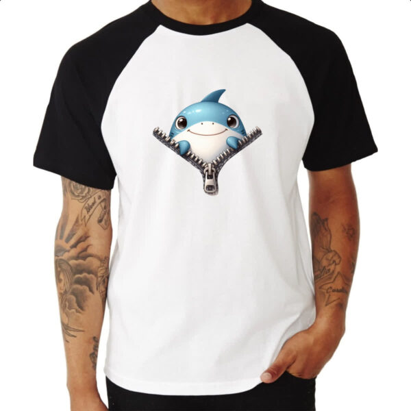 Camiseta Raglan Tubarao no ziper - Imagem 3
