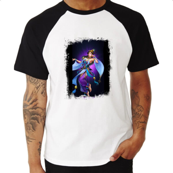 Camiseta Raglan Empires and Puzzles heroi Diaochan - Imagem 3