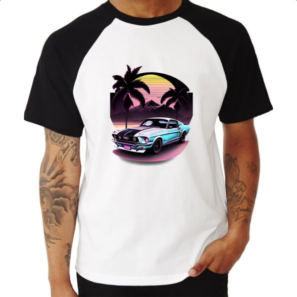 Camiseta Raglan Mustang Sunset Arte - Imagem 3