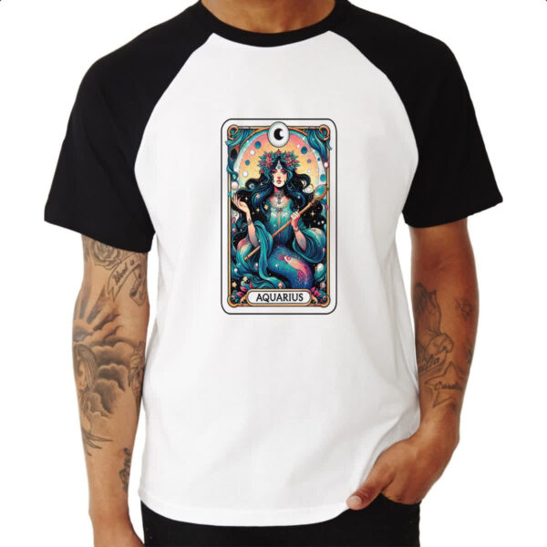 Camiseta Raglan Signo Carta Taro Aquario - Imagem 3
