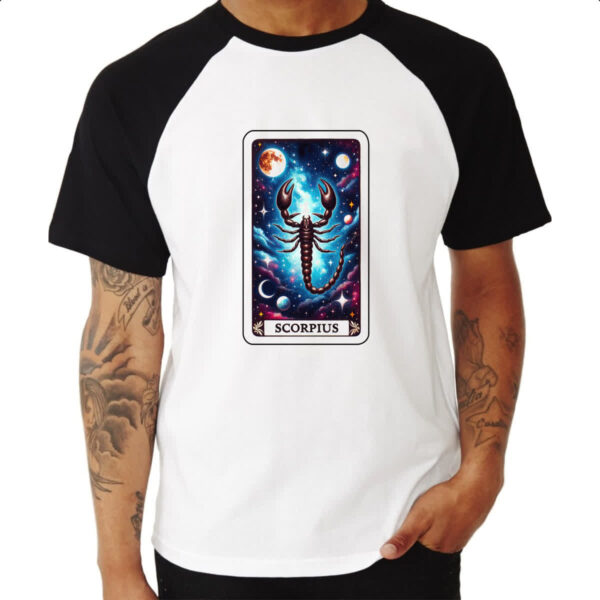 Camiseta Raglan Signo Carta Taro Escorpiao - Imagem 3