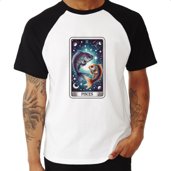 Camiseta Raglan Signo Carta Taro Peixes - Imagem 3