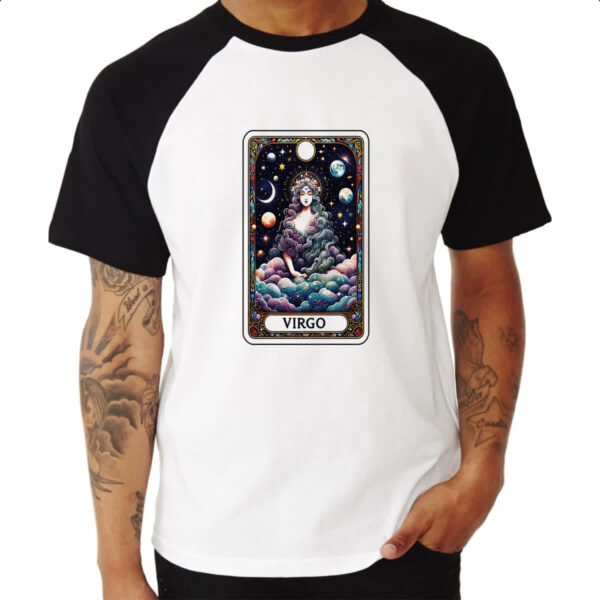 Camiseta Raglan Signo Carta Taro Virgem - Imagem 3